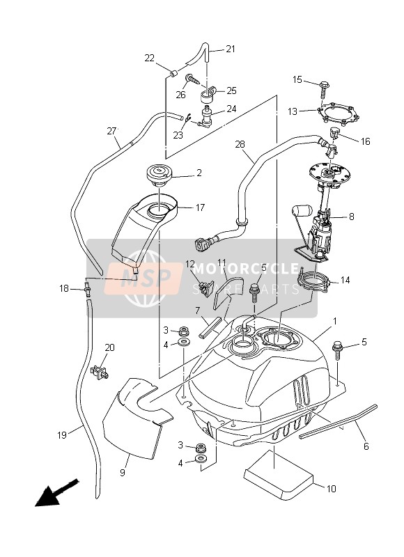 Yamaha XP500 (DNMS) 2015 Benzinetank voor een 2015 Yamaha XP500 (DNMS)